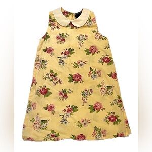 Vintage Ralph Lauren Yellow Floral Collared Kids Dress, Size 5